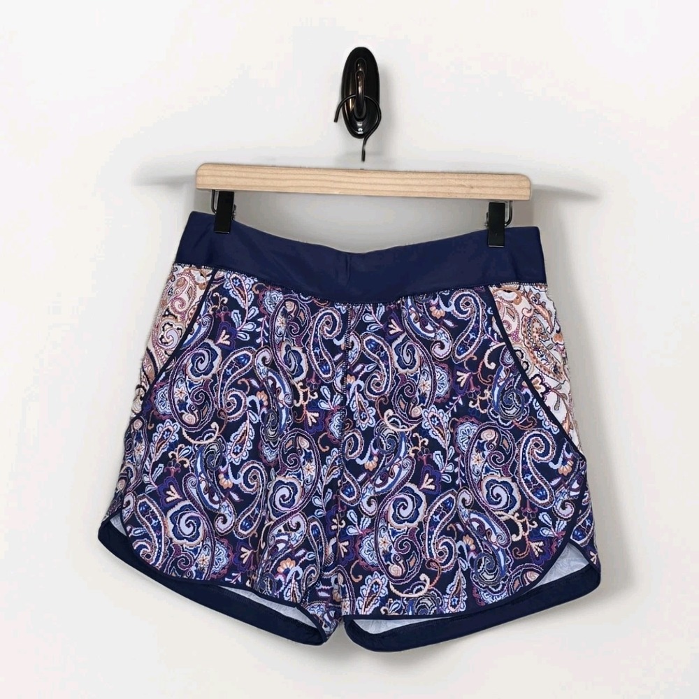 Lands End Sz 10  Paisley 5" Quick Dry Built In Panty Swim Board Shorts Purple